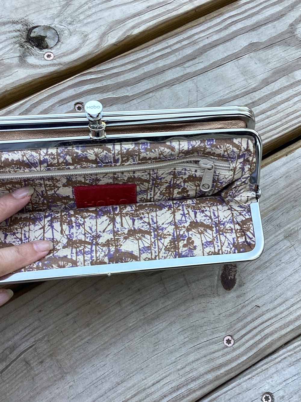 HOBO Metallic Rose Gold Frame Wallet - Picture 4 of 6